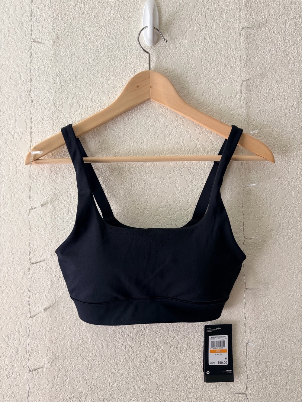 Black Under Armour Rush Mid Sports Bra